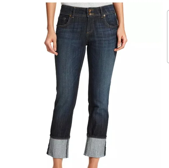 Kut From The Kloth Boyfriend Jeans Size 10 Cuffed Medium Wash Casual Denim - Picture 1 of 12